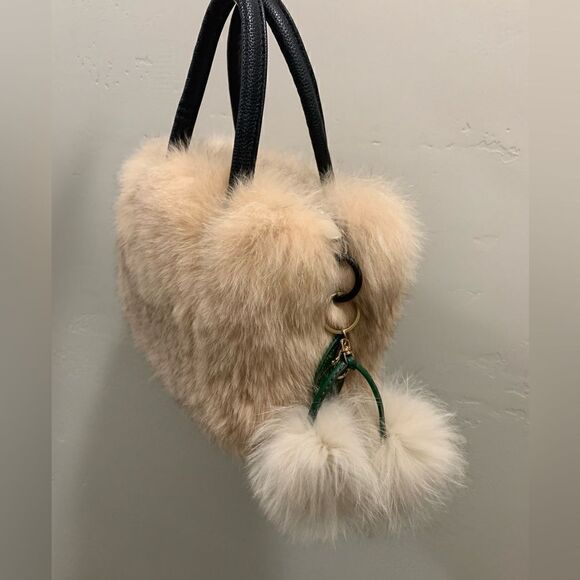 Handmade Luxury Real Fox Fur Tote/Crossbody & Fur Ball Keychain/Bag charm - Picture 16 of 16